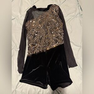 Weissman Black and Gold Dance Costume Sequin Romper